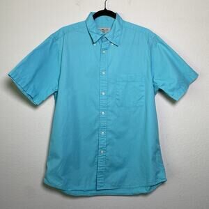Sun River Button Down Aqua Blue Short Sleeve Shirt Mens Medium Casual Resort Vac